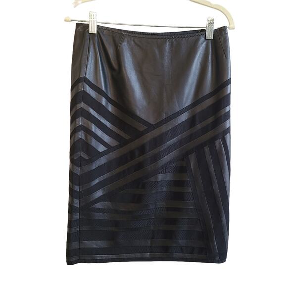 Lafayette 148 New York Black Leather Pencil Skirt NWT SZ 4